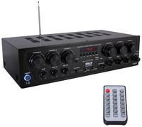 Upgraded 2018 Wireless Bluetooth Karaoke -  6 Channel 750 Watt Home Audio Sound Power Stereo Receiver Amplifier w/ USB, Headphone, 2 Microphone Input w/ Echo, Talkover for PA  - Pyle PTA62BT