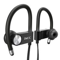 Bluetooth Headphones, iXCC Metal Wireless Sports Earphones with Mic, APT-X Stereo, V4.1, Multi-Point Pairing, Noise Cancellation, Sweatproof Earbuds for Workout 8 Hours Battery Headsets - Black