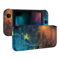 eXtremeRate Soft Touch Grip Back Plate for Nintendo Switch Console, NS Joycon Handheld Controller Housing with Full Set Buttons, DIY Replacement Shell for Nintendo Switch - Gold Star Universe