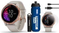 Garmin venu GPS Smartwatch (Light Sand/Rose Gold) Premium Gift Set Bundle | 2019 Model | +Garmin Water Bottle, HD Screen Protectors & PlayBetter Portable Charger | AMOLED, Spotify & Wrist-Based HR