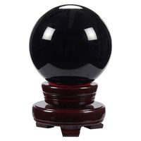Juvale Black Obsidian Crystal Ball - Crystal Sphere with Stand, Divination Sphere, Perfect for Meditation and Healing, Feng Shui Crystals, Black, 4.5 x 3.1 x 3.1 Inches