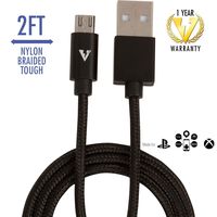 vCharged 2 FT Black Micro USB Cable, Durable Micro Cable Car Charger w/Warranty, Fast Charging Cord for Samsung, Kindle, Android Smartphones, Galaxy S7 Edge, GoPro, Cameras & More