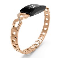 aczer-Y Fitbit Inspire HR Band Metal Accessories Small Large, Stainless Steel Replacement Band with Folding Clasp Strap for Fitbit Inspire HR Smart Watch Bands Wristband Women Men (C-rose gold)