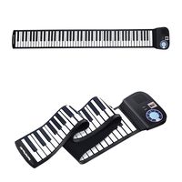 HONEY JOY Roll Up Piano, Portable 88 Key Piano Keyboard, Soft Grade Silicone, Rechargeable Educational Piano with LED Touch Screen, 128 Tones, 128 Rhythms, 15 Demos, Built-in Amplifying Speakers