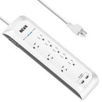 Surge Protector Power Strip with USB, Mountable Power Strip with 2 USB Ports and 8 Outlets, 6 FT Long Extension Cord, 1875W/ 15A, 900 Joules, Circuit Breaker Safeguard Home& Office Accessories- White