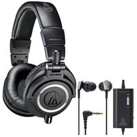 Audio-Technica Professional Studio Headphones (Black) with QuietPoint Active Noise-Cancelling in-Ear Headphones