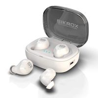 True Wireless Earbuds by SIKROX | Revolutionary IPX7 Waterproof, 5.0 Bluetooth Noise Cancelling Headphones | Easy Pairing, Up to 60 Hours Playtime, Microphone Phone Calls | Power Bank Case (White)