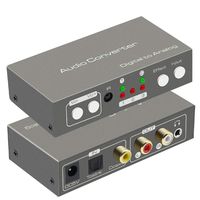 Optical to RCA Adapter Digital S/PDIF to Analog Audio Converter Coax to L/R 3.5mm Stereo Audio Extractor DAC Decoder 192KHz/24bit IR Remote Control Sound Mode Optional