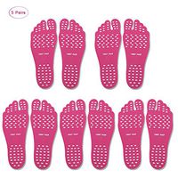 HJJH Barefoot Soles Foot Padding Stickers Insoles Invisible Shoe Water, Barefoot Shoes, Soles Shoes, Non-Slip Waterproof Design, Suitable For Barefoot Beach, 5 Pairs,Red,S