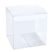 LaRibbons 50Pcs PET Clear Box, Transparent Boxes, Candy Box, Clear Gift Boxes for Wedding, Party and Baby Shower Favors, 4" L x 4" W x 4" H