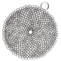 LauKingdom Cast Iron Cleaner, 7"x7" Stainless Steel Cast Iron Cleaner 316L Chainmail Scrubber for Cast Iron Pan, Round