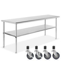 GRIDMANN NSF Stainless Steel Commercial Kitchen Prep & Work Table w/ 4 Casters (Wheels) - 60 in. x 30 in.