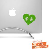 Dumbbell Heart - 3" Wide LIME Cut Vinyl Decal - For MacBook, Car, Laptop, or Anything!
