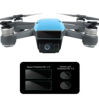 O'woda 4pcs/Set Glass Fiber Film Dustproof Protector: 2pcs Camera Lens Glass Film + 2pcs Drone Body Screen PET Film Protective for DJI Spark