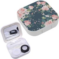 Portable Contact Lens Case Box Travel Kit Mirror + Bottle + Tweezers Container Holder [ Vintage Rose ]