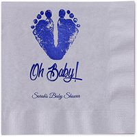 Canopy Street Baby Feet and Toes Personalized Luncheon Napkins - 100 Silver Gray Paper Coined Napkins with a Choice of foil. 6 1/2'' x 6 1/2'' Folded, Made in The USA