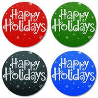 Happy Holidays Envelope Seals - Set of 144 Self-Adhesive, Flat-Sheet, 1-1/2" Sticker Seals