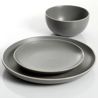 Gibson Home Rockaway 12-Piece Dinnerware Set Service for 4, Grey Matte - 114388.12RM