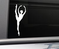 Ballet Dancer Vinyl Decal Laptop Car Truck Bumper Window Sticker, 7" x 2.5", White