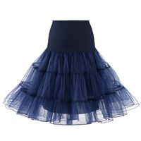【MOHOLL】 Women's Vintage Rockabilly Petticoat Skirt Tutu 1950s Underskirt Navy