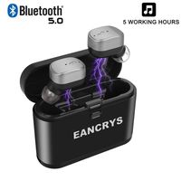 EANCRYS True Wireless Earbuds,IPX7 Waterproof Mini in-Ear Sports Earphones,Bluetooth 5.0 Touch Control Stereo Earbuds Compatible High Capacity 1600mAh Charging Case,Built-in M (Black)
