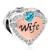 CharmSStory Rose Gold Wife Heart Love Charms Beads for Bracelets(December)