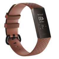 MyFitBands Strap for Fitbit Charge 3 Replacement Sports Band Metal Clasp Coffee Large