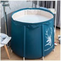 KELIXU Portable Bathtub, Foldable Soaking Bath Tub for Shower Stall, Thickening with Thermal Foam to Keep Temperature, Easy to Install,No inflate,Blue