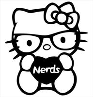 Hello Kitty Heart / Love Nerds, Black, 6 Inch, Die Cut Vinyl Decal, For Windows, Cars, Trucks, Toolbox, Laptops, Macbook-virtually Any Hard Smooth Surface