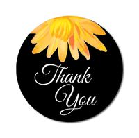 Darling Souvenir 45 Pcs Aster Flower Black Thank You Stickers Round Envelope Seal-1.6 Inches
