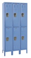 Hallowell U3228-2MB Premium Locker, 36" Width x 12" Depth x 78" Height, Double Tier, 3-Wide, Knock-Down, 707 Marine Blue