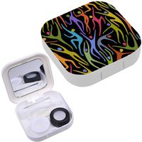 Portable Contact Lens Case Box Travel Kit Mirror + Bottle + Tweezers Container Holder [ Sport Silhouettes ]