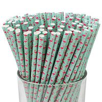 Just Artifacts Premium Biodegradable Paper Straws (100pcs, Flamingo)