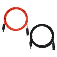 1 Pair Black + Red 12AWG(4mm²) MC4 Solar Adaptor Cable Solar Panel Extension Cable Wire MC4 Connector Solar Extension Cable with MC4 Female and Male Connectors (10FT-2D)