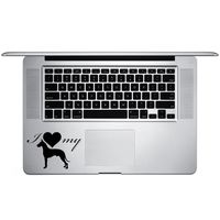 I Love My Great Dane Dog Silhouette Heart Vinyl Sticker Laptop Keyboard Inside Corner iPhone Cell Decal (3.5" Wide)