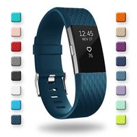 POY Replacement Bands Compatible for Fitbit Charge 2, Special Edition Adjustable Sport Wristbands, Large Dark Blue