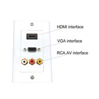 Multifunction Hdmi VGA 3RCA Combo Home TV AV Outlet Audio Video Wall Plate Face Cover Plate Panel(1 Hdmi+ 3 RCA + 1 Vga)-white
