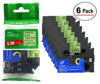 6/Pack - LM Tapes Compatible TZe-D31 Black on Fluorescent Green p-Touch Label Tape, 12mm Laminated replacment TZeD31 Tape, TZD31 0.47" Black Ink on Bright Green Label.