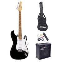 PylePro Full Size Electric Guitar Package w/ Amp, Guitar Bundle, Case & Accessories, Electric Guitar Bundle, Beginner Starter Package, Strap, Tuner, Pick, Ready to Use Out of the Box, Black (PEGKT15B)
