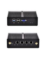Qotom-Q190G4N-S08 Black Mini PC Support Win10 Intel Celeron Processor J1900 CPU 2.0Ghz-2.42Ghz Quad-Core with VGA 4 Nic 4 USB (2G RAM + 32G SSD + WiFi)