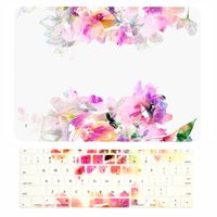TOP CASE - 2 in 1 Signature Bundle Floral Reflection Pattern Matte Hard Case + Keyboard Cover Compatible MacBook 12" (12" Diagonally) with Retina Display A1534 - Green and Purple Flowers