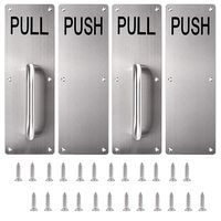 Sumnacon 12 inch Stainess Steel Door Handle Pull and Push Plate Silver Brushed 2 Sets-for Home/Office/Warehouse/Public Places/Commercial Places and Suitable of Wooden/Composite Door with Screws