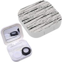 Portable Contact Lens Case Box Travel Kit Mirror + Bottle + Tweezers Container Holder [ Streak Line Watercolor Mottled ]