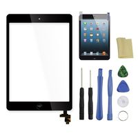 Digitizer for iPad mini 1 2, Touch Screen Complete Full Assembly with IC Chip, Home Button, pre-install Adhesive, Repair Toolkits and Free Protective Film (Black)