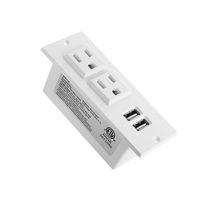 Desktop Power Strip with USB for Furniture, Desk Recessed Power Grommet Socket, 2 AC Outlets & 2 USB Ports & 6.56ft Power Cord (White)