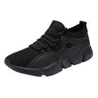 AIMTOPPY Men Solid Cross Tied Round Toe Mesh Gym Shoes Running Shoes Casual Shoes (US:7.5, Black)