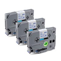 Itari Fabric Iron-On Tape, Replace for TZe FA3 Iron on Labels for Clothes, Compatible Brother P-Touch Label Maker, Navy Blue on White,1/2 Inch, 3 Pack