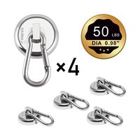 Ant Mag Carabiner Magnetic Hooks 50LBS Heavy Duty Neodymium Magnet Carabiner with Swivel Carabiner Snap Hook for Indoor/Outdoor Hanging Bagnet Grill Kitchen Purse Warehouse Office (4 Pack)