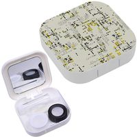 Portable Contact Lens Case Box Travel Kit Mirror + Bottle + Tweezers Container Holder [ Art Dot Elements ]