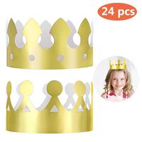 MSDADA 24 Pieces Golden King Crowns (2 Style), Gold Foil Paper, Party Crown Hat Cap for Birthday,Celebration Baby Shower,Photo Props and Wedding Anniversary